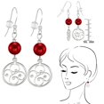 thumbnail image 2 of One Pair Handmade Round Filigree Sterling Silver Beaded Earrings - Red, 2 of 3