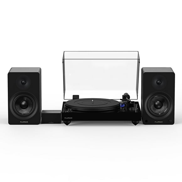 Fluance Reference RT84 High Fidelity Vinyl Turntable (Piano Black), PA10 Phono Preamp and Ai41 Powered 5" Bookshelf Speakers (Black Ash), Ortofon 2M Blue Cartridge, 90W Class D Amplifier, Bluetooth