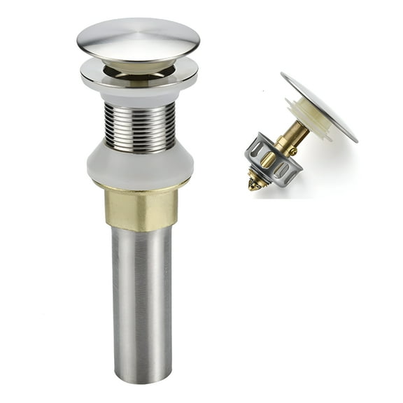 ACDANC Bathroom Sink Drain,Drain Stopper Bathroom Sink Without Overflow,Pop Up Drain Assembly with Detachable Strainer Basket,Built-In Anti-Clogging Strainer,Stainless Steel Brushed Nickel