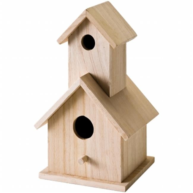 Plaid Unpainted Wood Surfaces, 2-Story Birdhouse, 1 Piece, 5.5