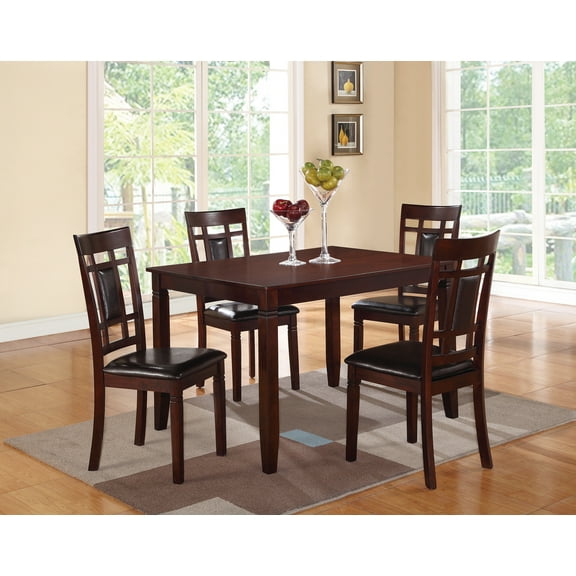 Contemporary Espresso Finish Dining Table And Chairs 5pc Casual Dining Set Wooden Unique Chairs Back Upholstered Seat Cushion