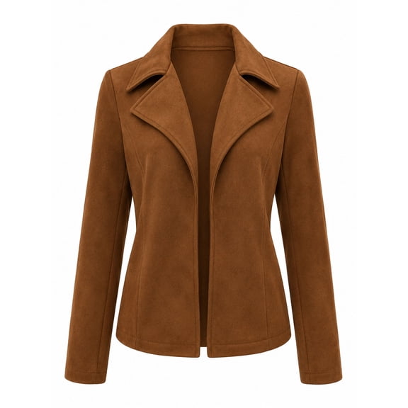 Chamarra George para Dama, con Cuello Solapa Café Talla G
