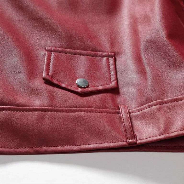 Herrnalise Men's Leather Jacket Fashion Stand Collar Punk Herrnalise Men's Leather Jacket Fashion Stand Collar Punk