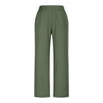 thumbnail image 6 of cocolona Womens Linen Pants Elastic Waist Button Slit Straight Leg Pants Loose Cropped Work Pants Lounge Trousers Beach Vacation Clothes, 6 of 6