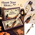 thumbnail image 2 of StlyGar Spooky Halloween Decorative Ballpoint Pen with Gift Box Witch Hat Charm Vintage Print Plastic Pen Elegant Holiday Stationery Gift for Teens, 2 of 6