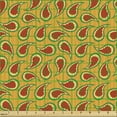 thumbnail image 2 of Paisley Fabric by the Yard, Abstract Eastern Motifs Striped Background, Decorative Upholstery Fabric for Chairs & Home Accents, Vermilion Earth Yellow by Ambesonne, 2 of 5