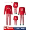 Christmas Family Matching Pajamas Set, Dad Mom Kids Baby Xmas Grinch Tops and Red Stripe Pants Sleepwear Nightwear