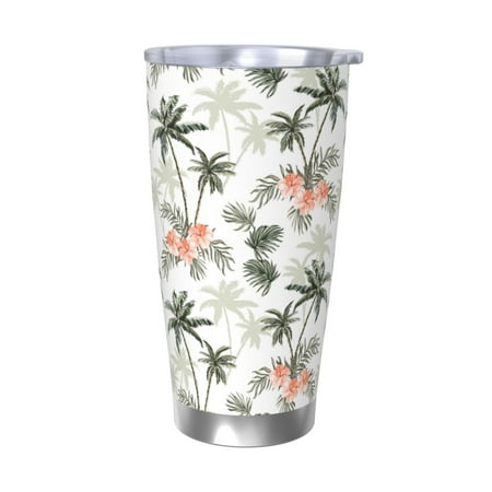 

Uemuo Vintage Palm Trees Print Travel Coffee Mug 20oz Double-walled Car Cup Stainless Steel Insulated Tumbler Leak-proof Travel Cup Reusable Straw Car Cup-Without Straw