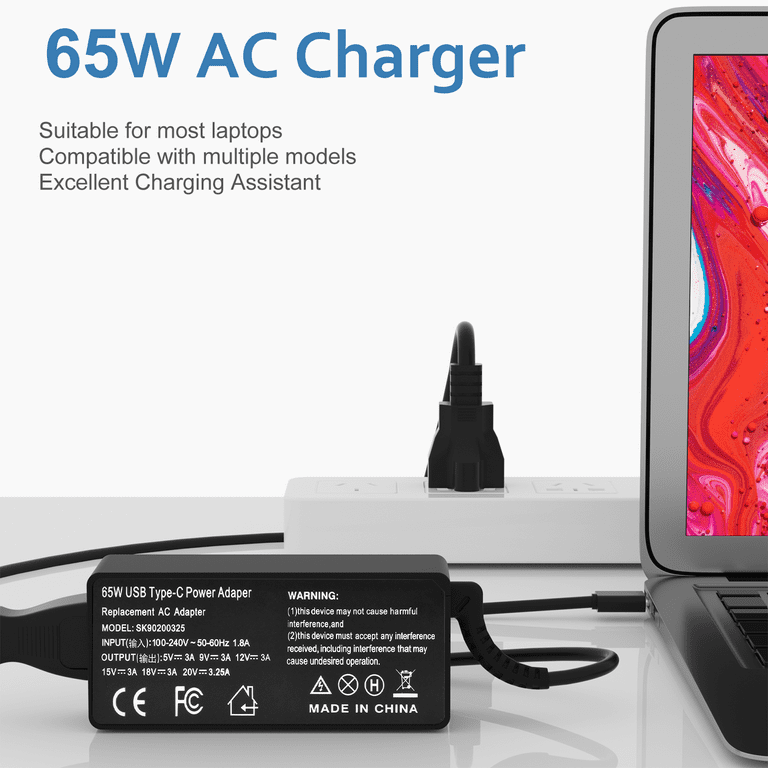 USB C Laptop Charger Fit for Lenovo Yoga  C740/730/730S/720/C630/C940/920/C930/S730 (with UL Safety Certification)