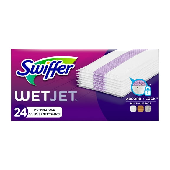 Swiffer 08443 WetJet 11.3 in. x 5.4 in. System Cloth Refills - White (24-Piece/Box, 4 Boxes/Carton)