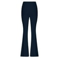 thumbnail image 5 of SELONE Navy Plus Size Yoga Pants Flared Leg Mid Waist Gym Leggings Full Length Summer Pants Curvy Casual Long Flare Vacation Pants Pull on Solid Soft Lightweight Comfy 2XL Breathable Beach Pants, 5 of 6