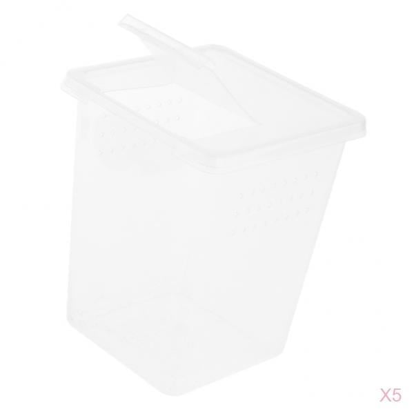 2/3/4 piezas de plástico rana araña hábitat caja de alimentación contenedor 3x3x4 pulgadas 5 piezas Sunnimix Estuche de hábitat de tanque de reptiles