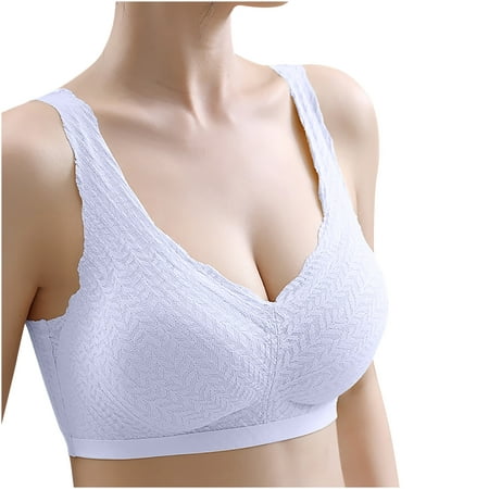 

Hfyihgf On Clearance Bras for Women No Underwire Padded Wireless Bra Mesh Lace Seamless Comfortable Lift V-Neck Bralettes with Support(Light Blue M)