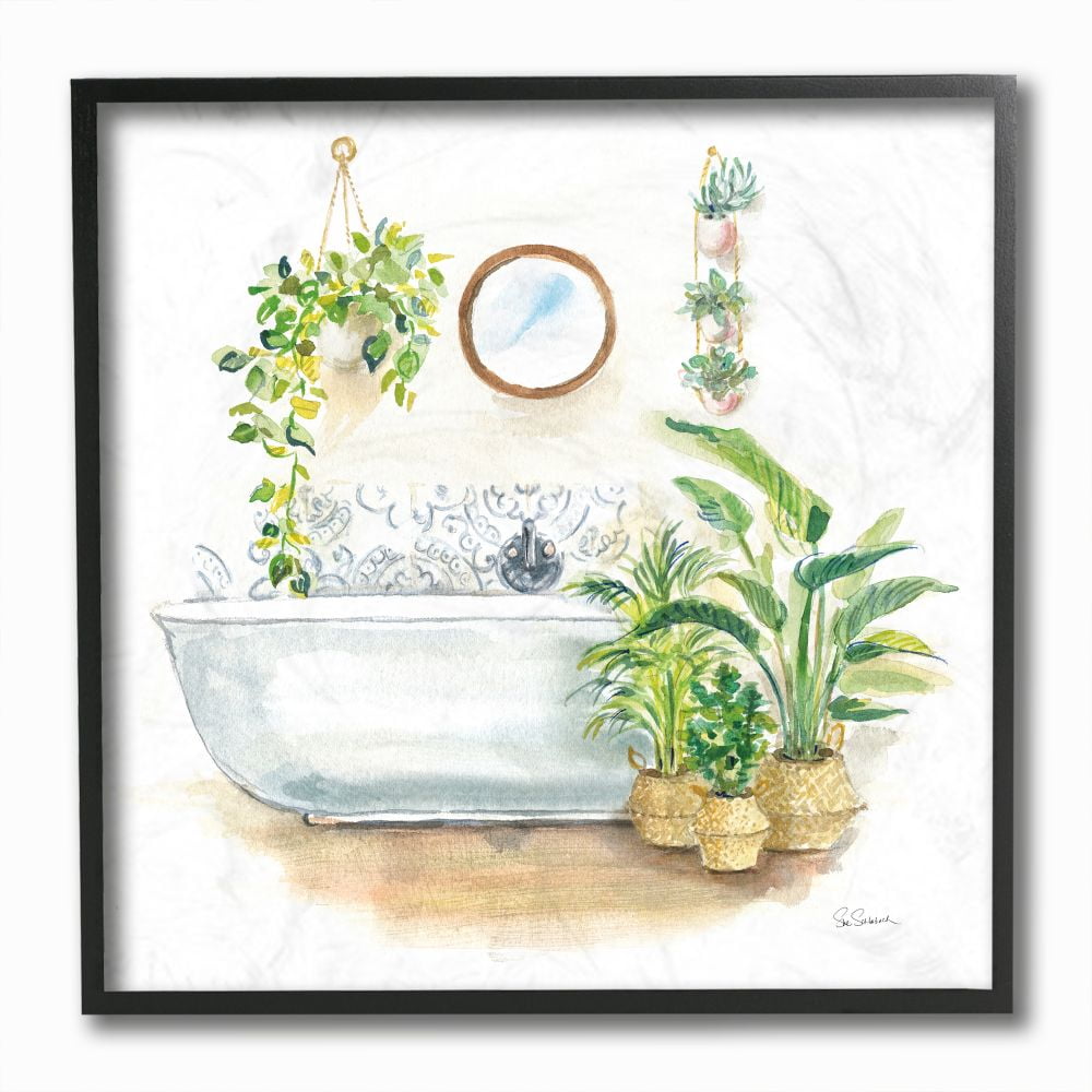 Stupell Industries Serene Bathroom Interior with Greenery Plants