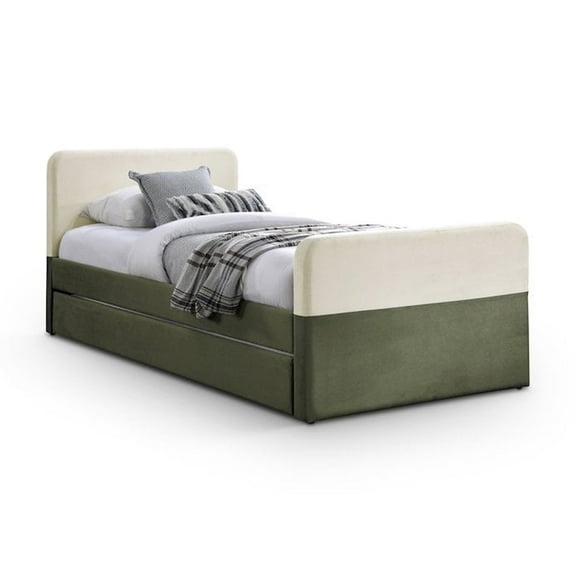 Meridian Furniture Ivy Olive Velvet Twin Trundle/Storage Bed