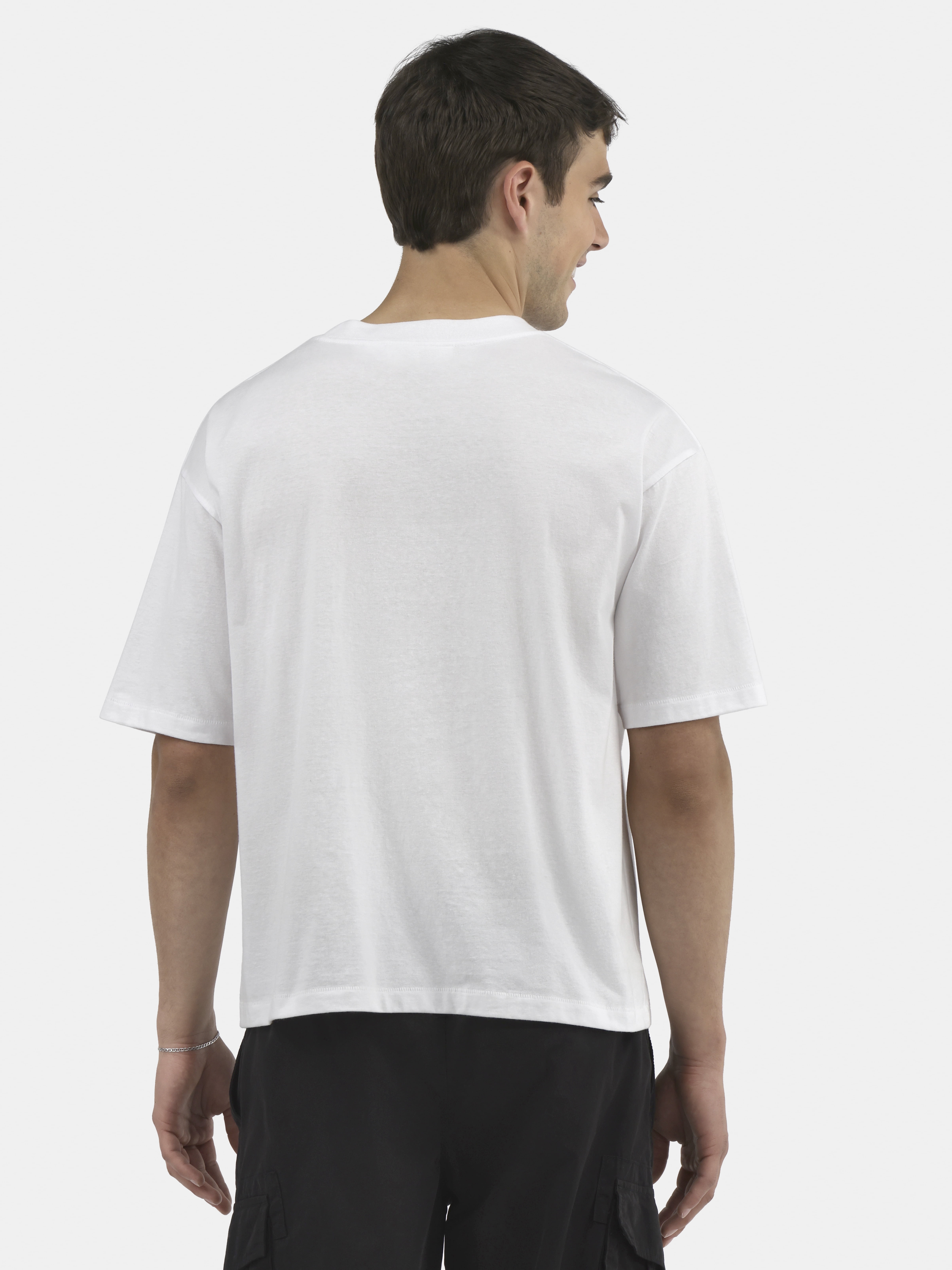 No Boundaries Cotton Oversized Cropped Tee with Short Sleeves, Men's and Big Men's XS-5XL