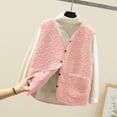 thumbnail image 2 of Lovskoo Women's Fuzzy Sherpa Fleece Crop Vest Casual Solid Color Sleeveless Warm Jacket Button Up Winter Outerwear B-Pink, 2 of 4