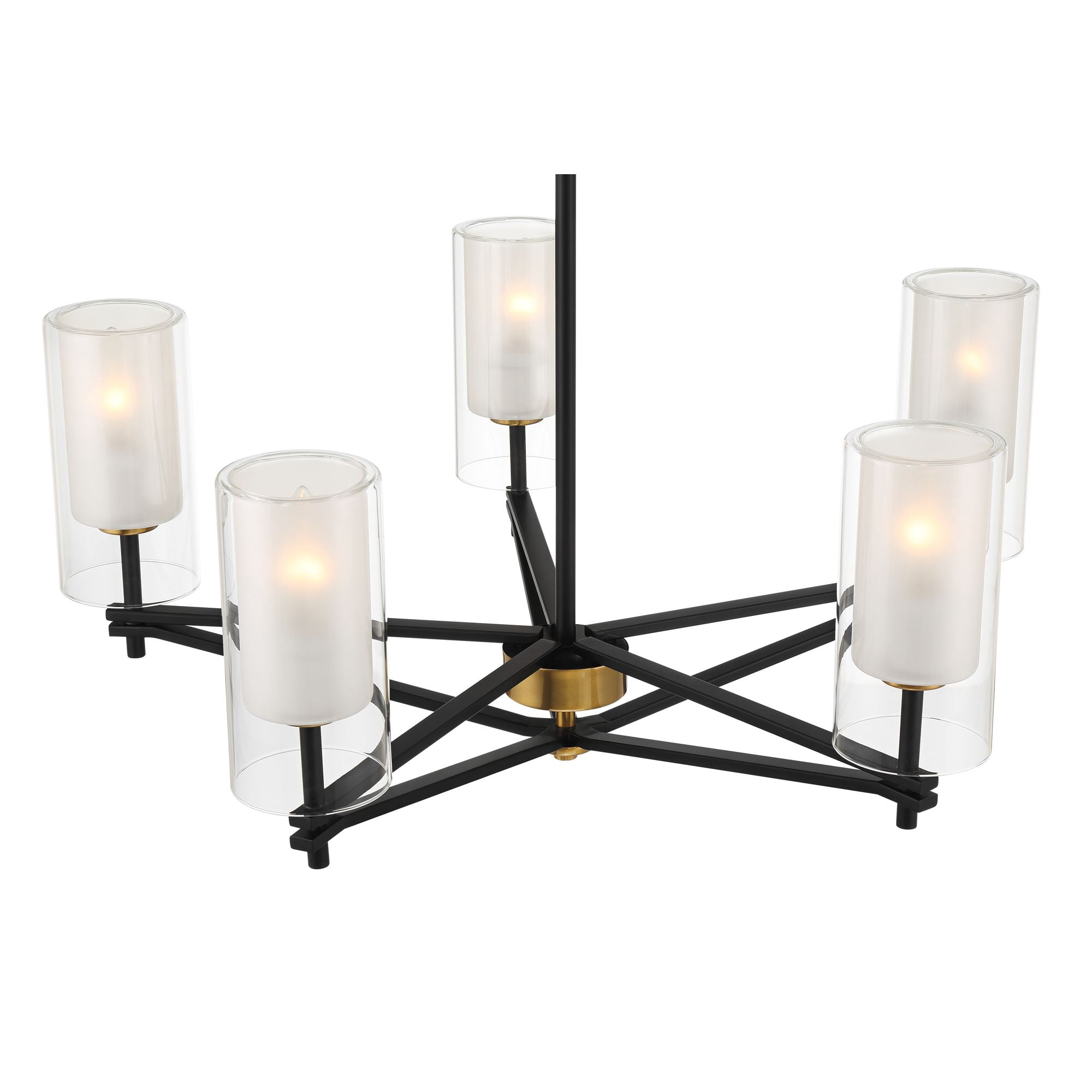 Possini Euro Design Nyack 25" Modern Pendant Chandelier Ceiling Light Fixture Dining Room Over Table Open Frame 5-Light Black Gold Finish