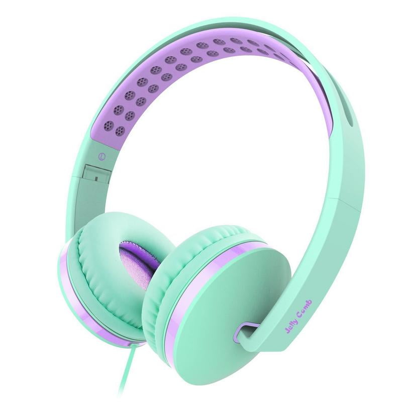 On Ear Headphones with Microphone Wired Headphones Headsets Volume Control for Cell Phone, Tablet, PC, Laptop, MP3/4,Green
