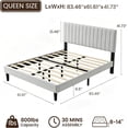 thumbnail image 2 of Zerduos Queen Size Bed Frame with Headboard, Fully Upholstered Mattress Foundation Bedframe, Wooden Slats Support, No Box Spring Needed, Grey, 2 of 7