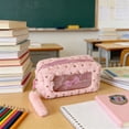 thumbnail image 6 of Aoznliie Plush Pencil Case, Cute Large Capacity Bowknot Pen Bag with Clear Window & Smooth Zipper for Girls Students Office, 9.3 Inches, 6 of 9