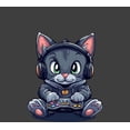 thumbnail image 4 of Focused Gamer Cat Adult Charcoal Crew Neck Short Sleeve Tee-XXL, 4 of 4