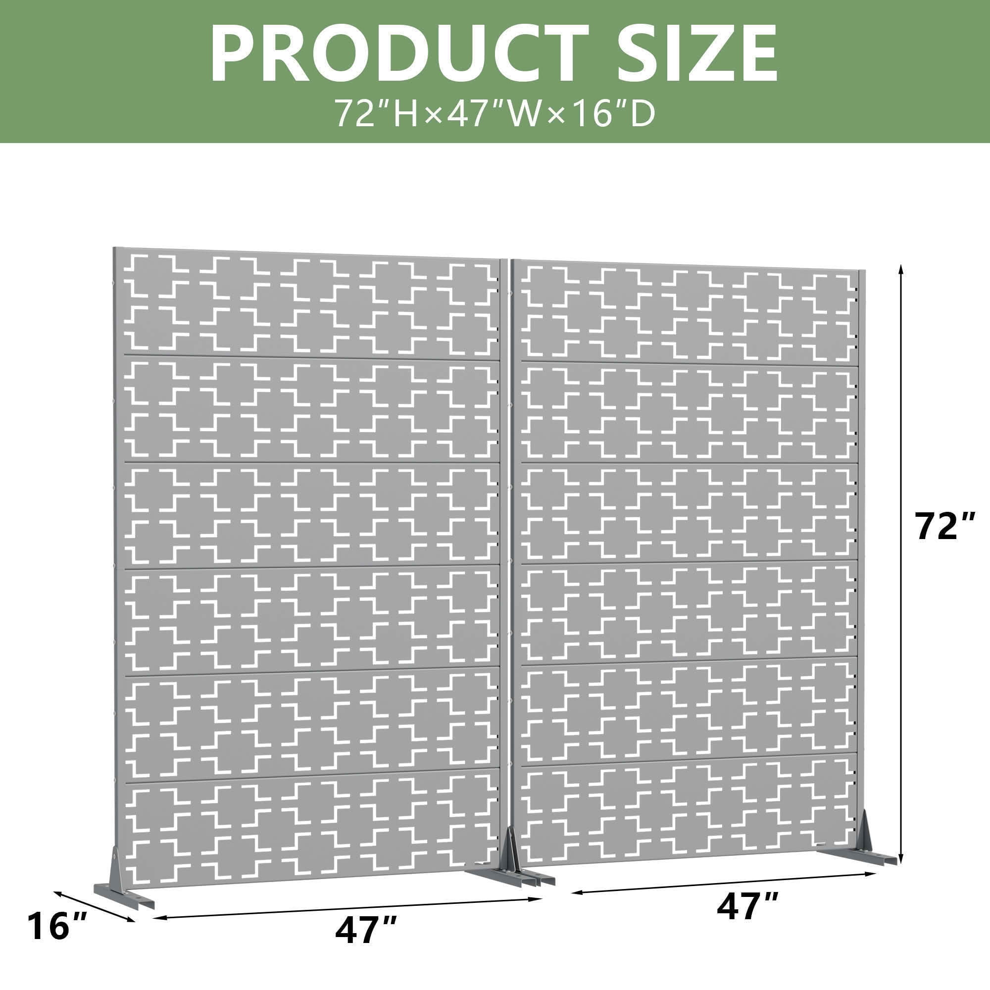 MAYEERTY 72x47 Gray Double-sided Outdoor Natural Privacy Panel Screen, 6 Piece Set Natural Folding Divider for Backyard and Garden