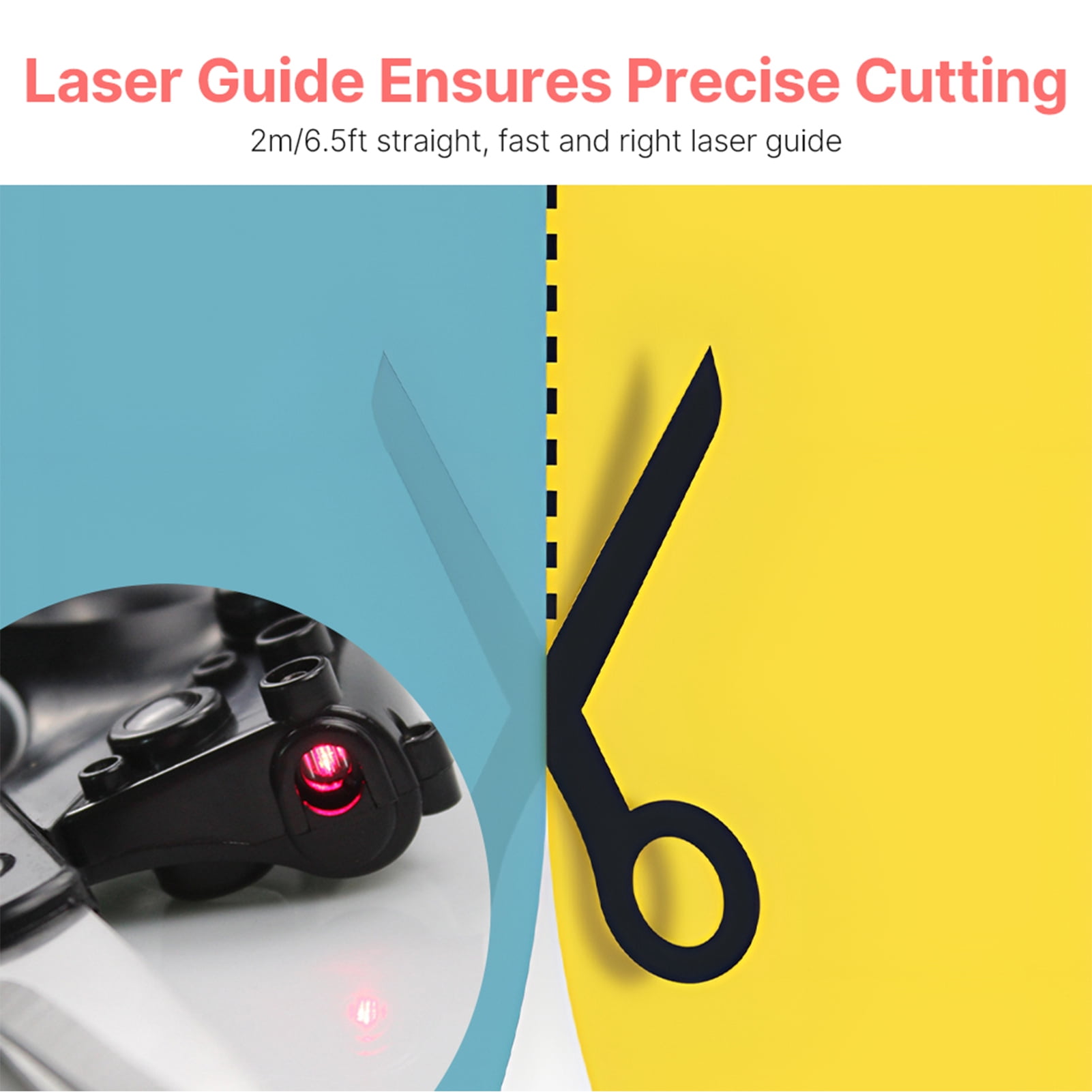 Yajisi 5 Pack Household Laser Scissors Multifunctional Sewing Shears with 6.5Ft Guide for Fabric Paper Cutting