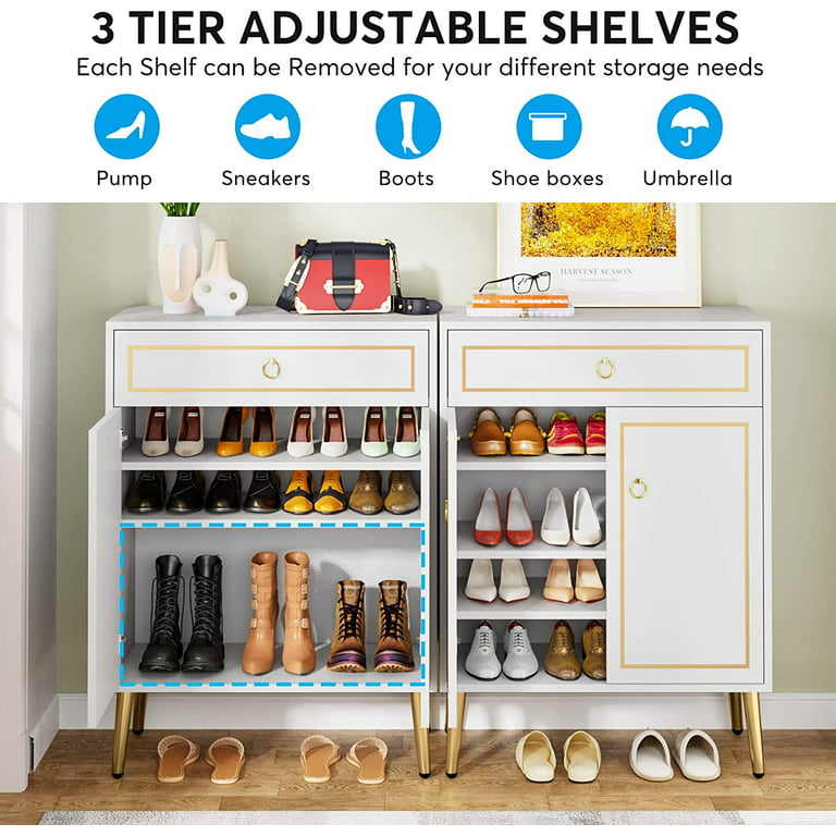 Tribesigns Large Shoe Rack Organizer Closet For Entryway Bedroom Hallway,  50-58 Pairs 8 Tier Heavy Duty Metal Shoe Shelf Shoes Storage with Side  Hooks