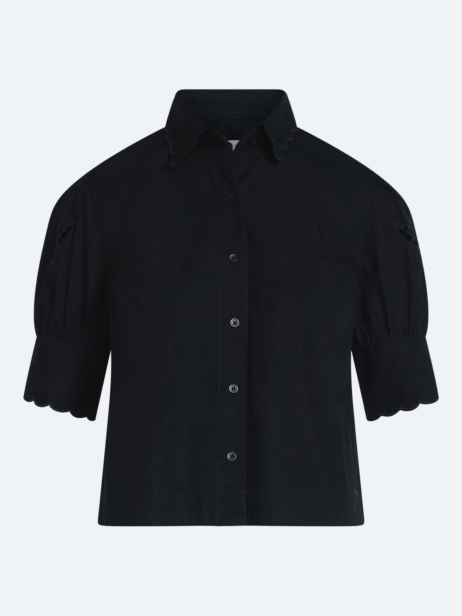 Free Assembly Women's and Women's Plus Cotton Eyelet Button Front Shirt with Short Sleeves, Sizes XS-4X