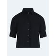 thumbnail image 5 of Free Assembly Women's and Women's Plus Cotton Eyelet Button Front Shirt with Short Sleeves, Sizes XS-4X, 5 of 5