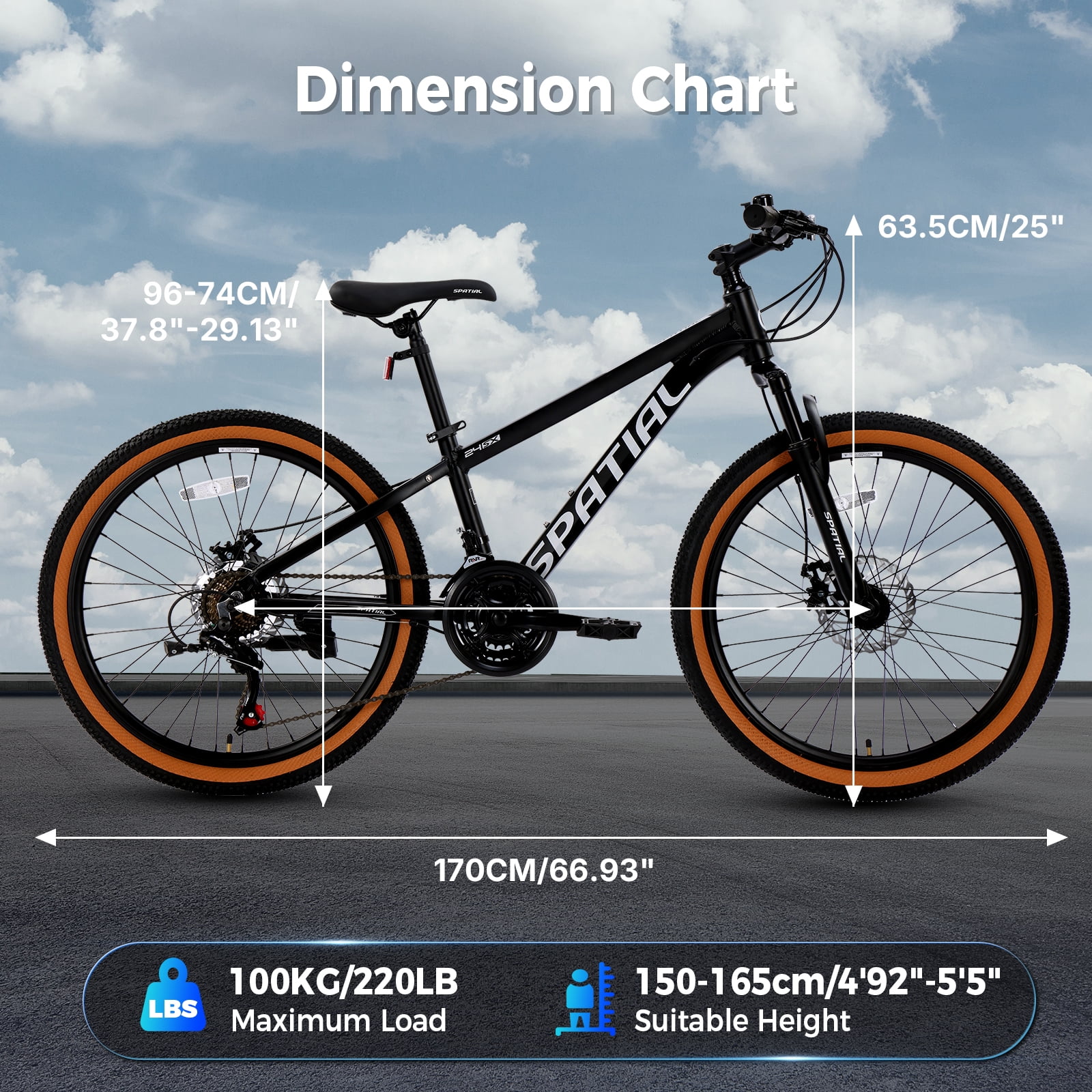 SPATIAL 24/26/27.5/29 inch Mountain Bike,8/21 Speed Lightweight