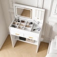 thumbnail image 2 of Wohh Flip-Top Vanity Desk with LED Mirror & Power Outlet, Space Saving Makeup Table with 2 Drawers & Open Storage,Jewelry Hooks,Adjustable Light,Bedroom White Dressing Table(No Stool Included), 2 of 11