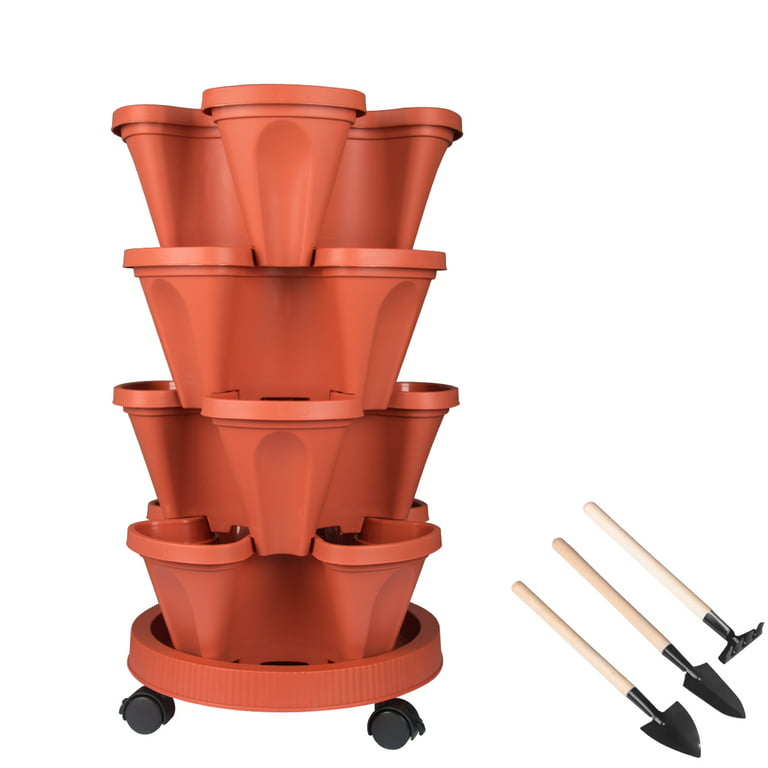 Four Petals Strawberry Stereoscopic Tall Plastic Planters Stackable Balcony  Vegetable Pots Colorful No Space Practical Basin SN6450 From Szyang, $3.78