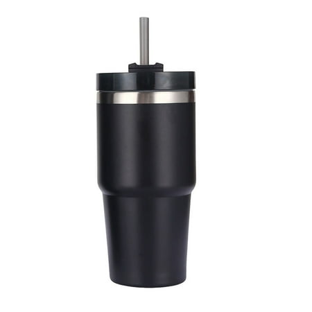 

Stainless Steel Vacuum Insulated Tumbler with Straw Polished Glossy Keeps Hot Cold Car Vacuum Insulated Cup Black 20oz