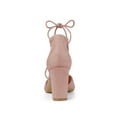 thumbnail image 2 of BLISSFUL STEP Outfit Women's Pointed Toe Block Heel Lace Up Pumps Dust Pink (Size 10), 2 of 7