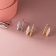 thumbnail image 5 of Solid 925 Sterling Silver CZ Huggie Earrings Half Hoops for Women Teens Double Hoop Earrings Studs Open Hoops Minimalist, 5 of 6