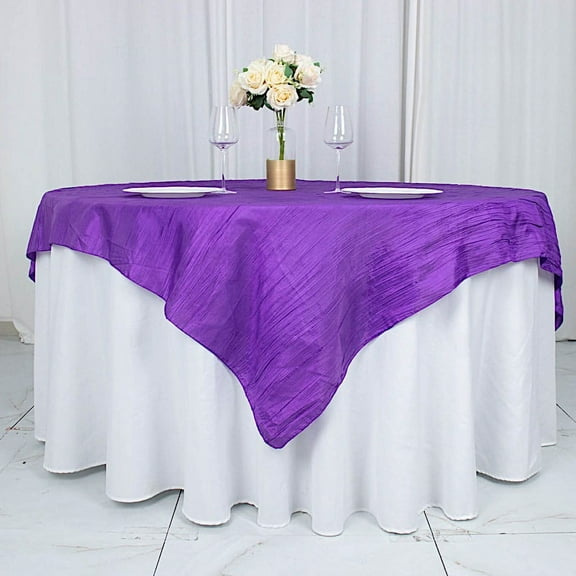 BalsaCircle 72x72 in Purple Square Accordion Crinkled Taffeta Table Overlay Party Events Decorations Supplies