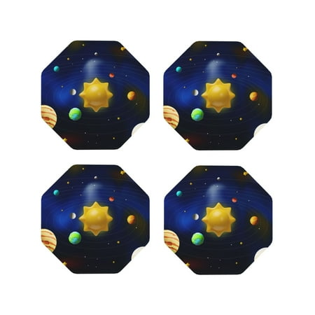

Tideii Solar System for Leather Coasters 4 Pieces Anti-fouling and Anti-scalding Decorative Coasters Suitable for Restaurants Kitchens Coffee Shops-Octagon