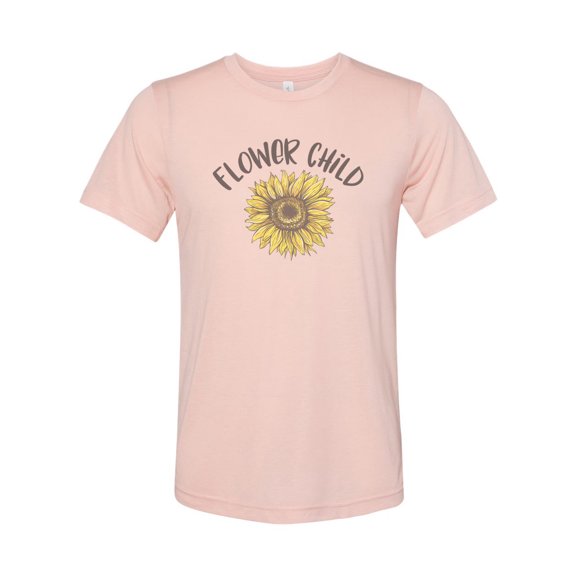 "Flower Shirt, Flower Child, Hippie Shirt, Sunflower Lover, Sublimation T, Gift For Her, Mom Shirt, Flowers, Garden Shirt, Peach, LARGE"