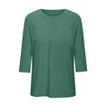 thumbnail image 7 of Yubnlvae Women's Plus-Size 3/4 Sleeve Tops & Blouses Plus Size Tunic Tops for Womenclearance! Solid, Round Neck, Green, 4Xl, 7 of 7