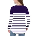 thumbnail image 5 of Efsteb Girls Athletic Shirts Hem Side Slit Tops Comfy Lightweight Long Sleeve Crew Neck Striped Print Casual Soft for Parties（Purple，5 Years）, 5 of 6