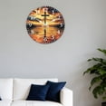 thumbnail image 4 of Hoease 12 Inch Silent Wall Clock, Cross Sunset Sea Religious Decorative Wall Clock, Battery Operated Non-Ticking Round Clock for Living Room Bedroom Christian Home Decor, 4 of 10