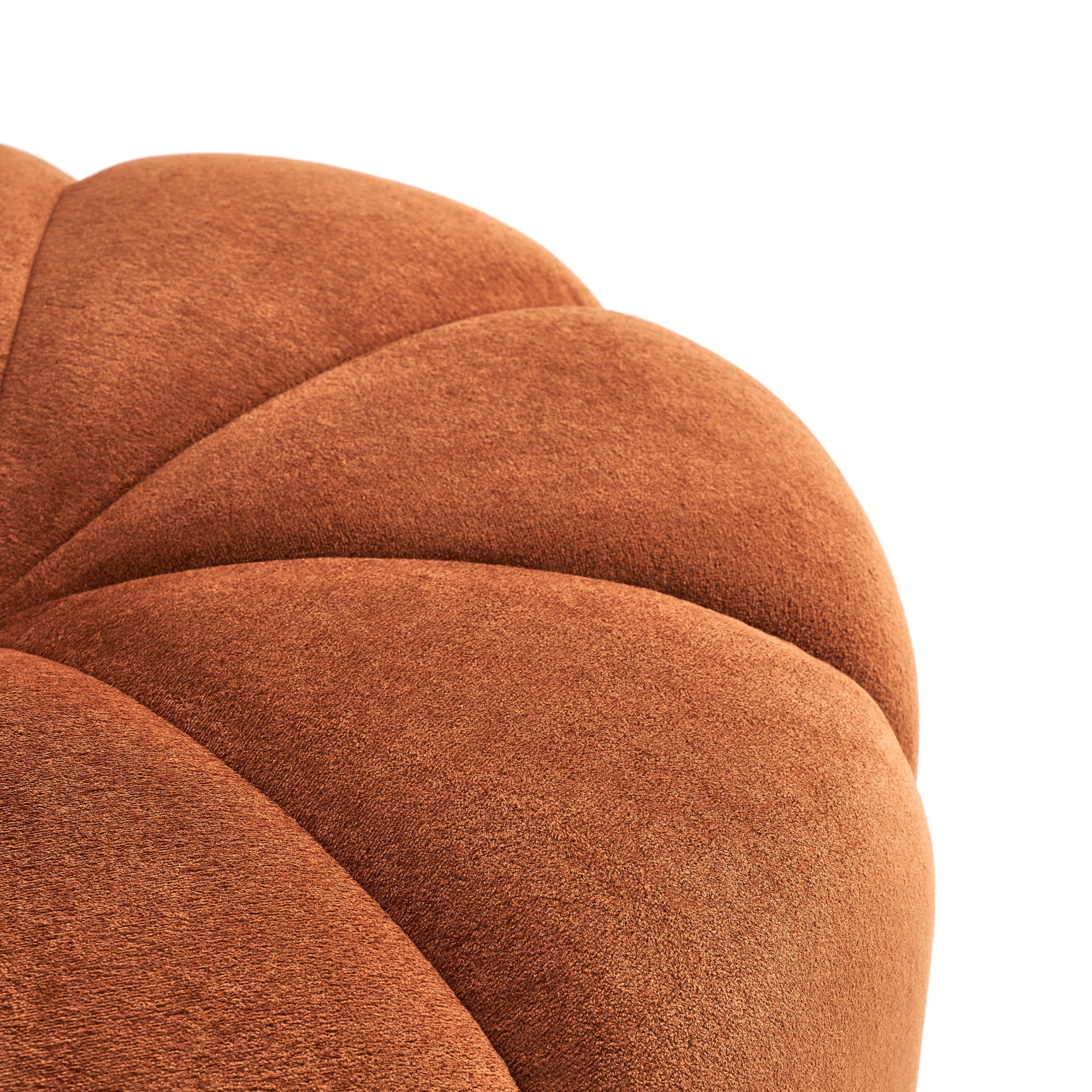 Christopher Knight Home Modern Round Velvet Pumpkin Ottoman, Plush Upholstered Footstool, Orange-Red