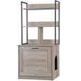 thumbnail image 6 of ZENY Litter Box Enclosure with Shelves, Wooden Cat Washroom Indoor, Cat House Cabinet Fit Most of Litter Box, Gray, 6 of 6