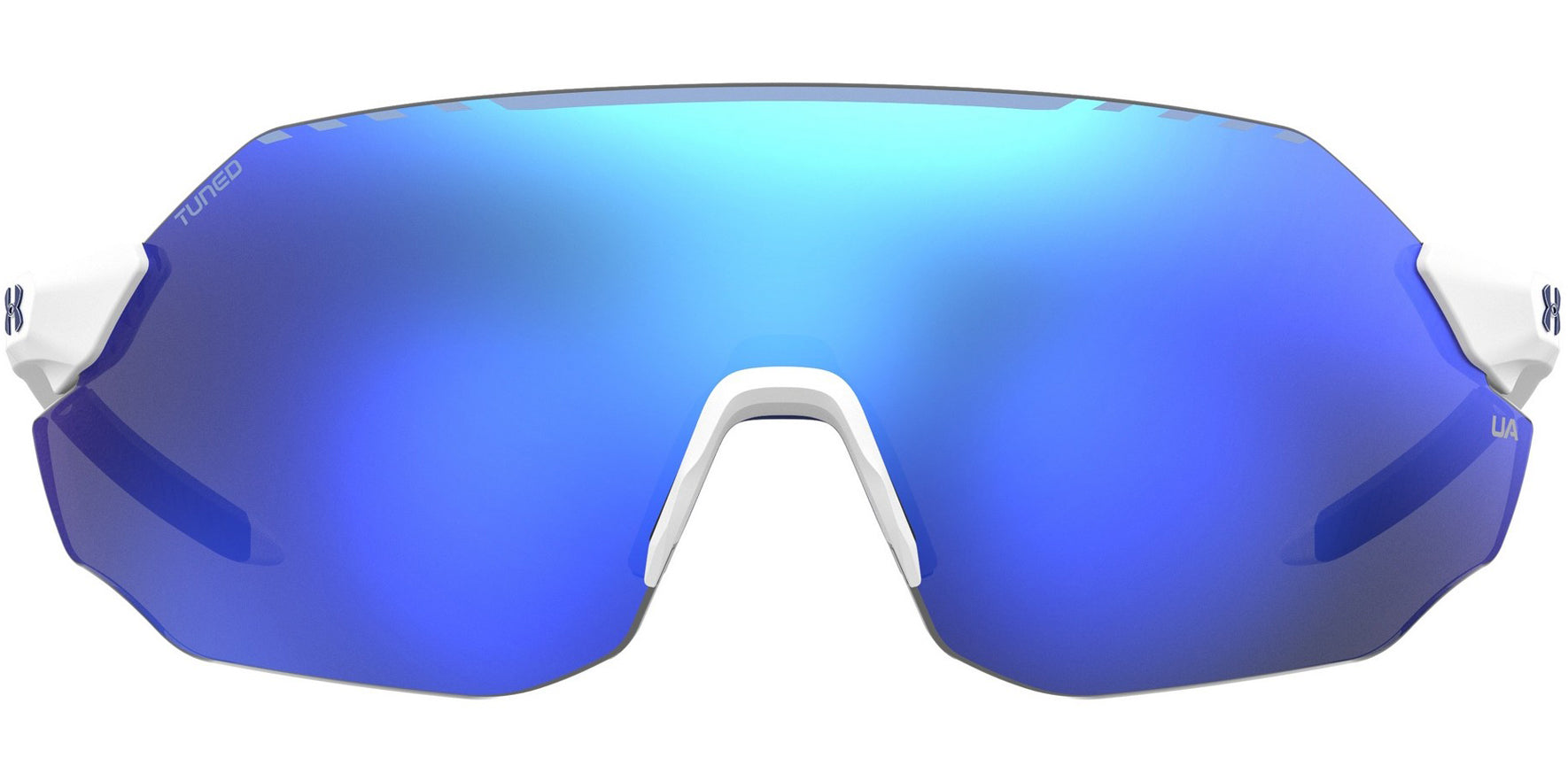 Under Armour Unisex Matte White Blue Halftime Rimless Shield Baseball Sunglasses with Blue Multilayer Mirror Lens  UAHALFTIME-0WWK-W1