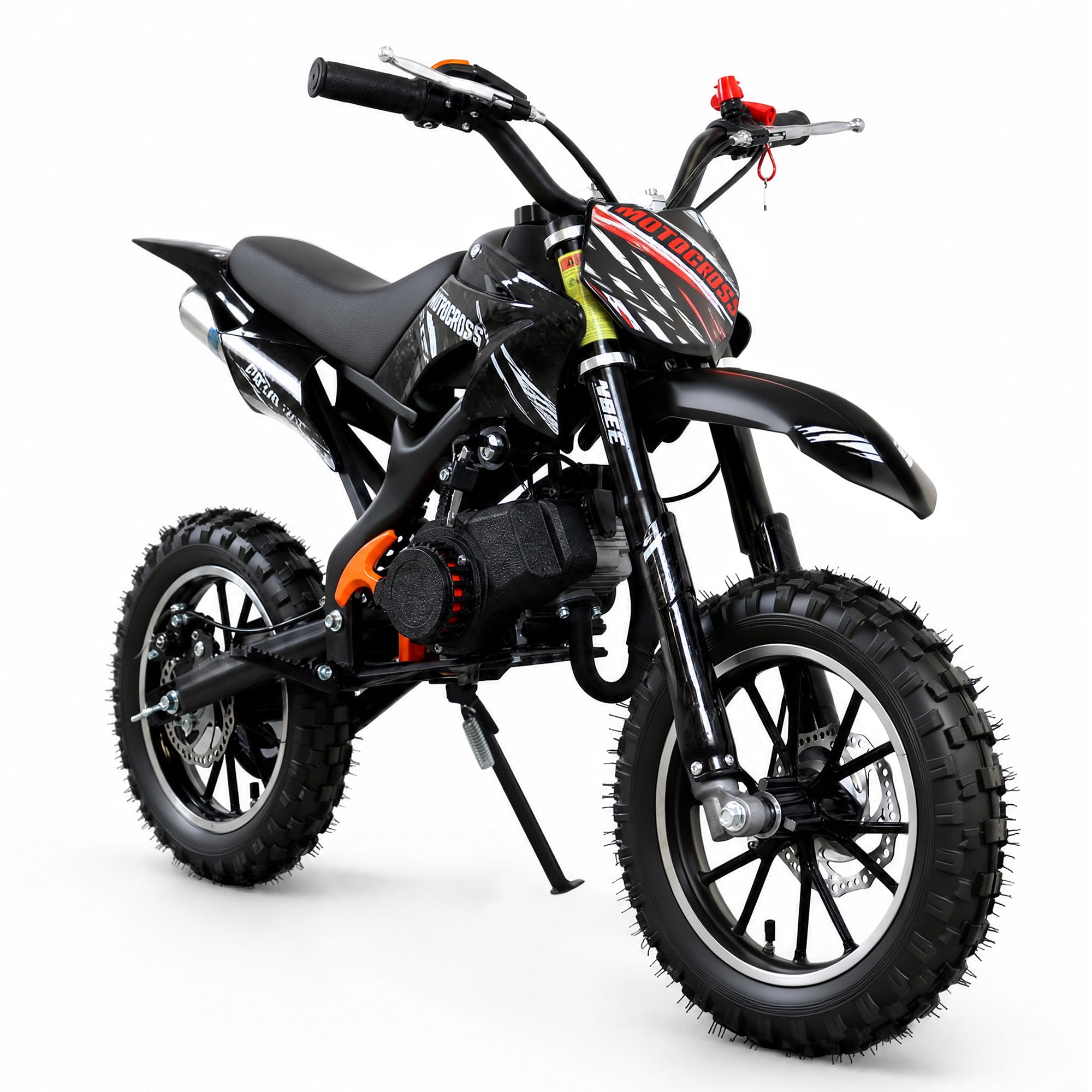 50cc Dirt Bike, 2 Stroke Gas Mini Bike for Kids 8-14 with Front Rear Disc Brakes, 10 Inch Off-Road Tires, Shock Absorption, Seat Height 23.6in, Max Speed 25mph, 2026 Upgraded, Red