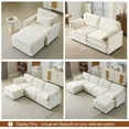 thumbnail image 5 of 136" Plush Cloud Modular 4-Seater Sofa with 2 Footstools, Beige Corduroy, Foam Cushions, Throw Pillows, Modern Sectional for Living Room, Bedroom, Apartment, Heavy Duty, Cushion Back, Compact Design, 5 of 8