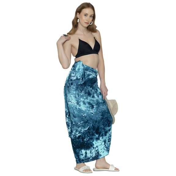 HAPPY BAY Women's Coverups Summer Wraps Pareos Beach Cover-Up Swim Cover Up Swimwear Sarong Beachwear Pareo for Women One Size Tie Dye, Navy