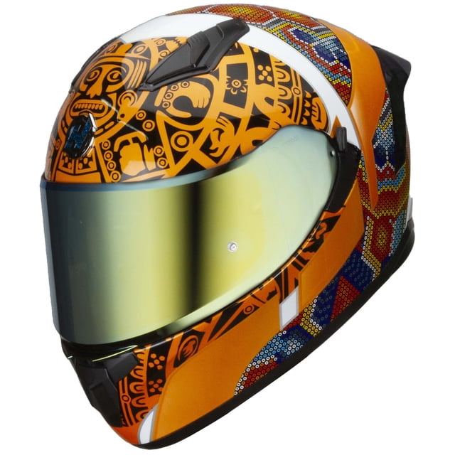 Casco motocicleta HAX Helmets integral Obsidian Huichol Gold Talla S